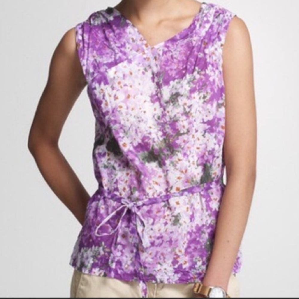 J. Crew Collection•Purple Floral Watercolor Top•Size 4
